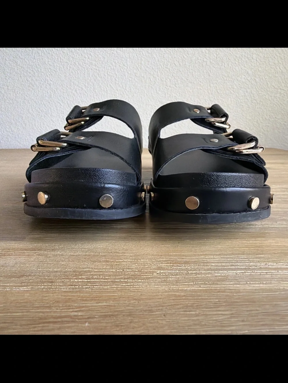 BCBG Platform Sandals Generation Bamba Women's Size 9.5 Black with Gold Studs